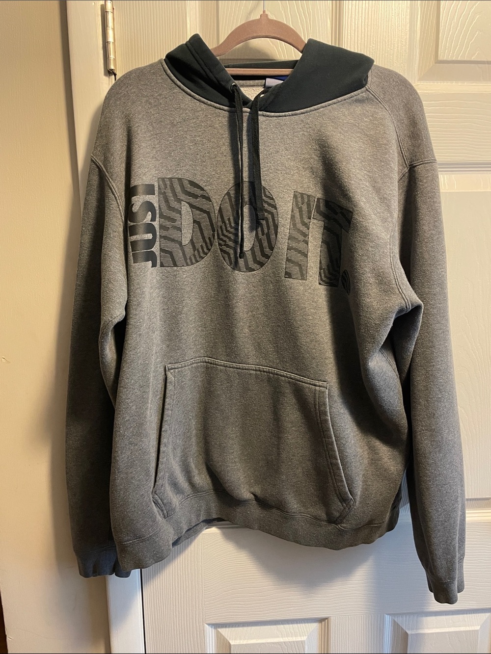 Nike Gray 'Just Do It' Pullover Hoodie with Black Hood